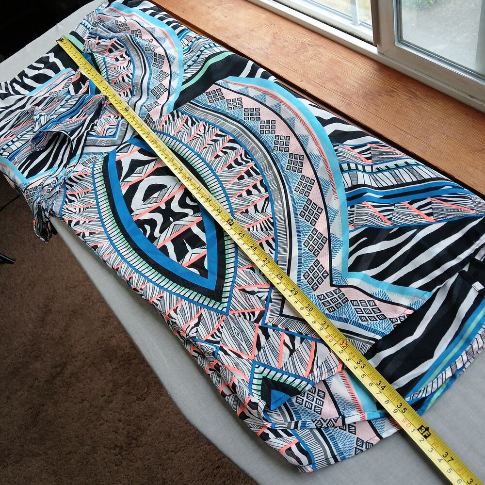 Express Retro Sheer Chiffon Swim Cover Medium oversized tribal neon kimono style - Picture 8 of 11